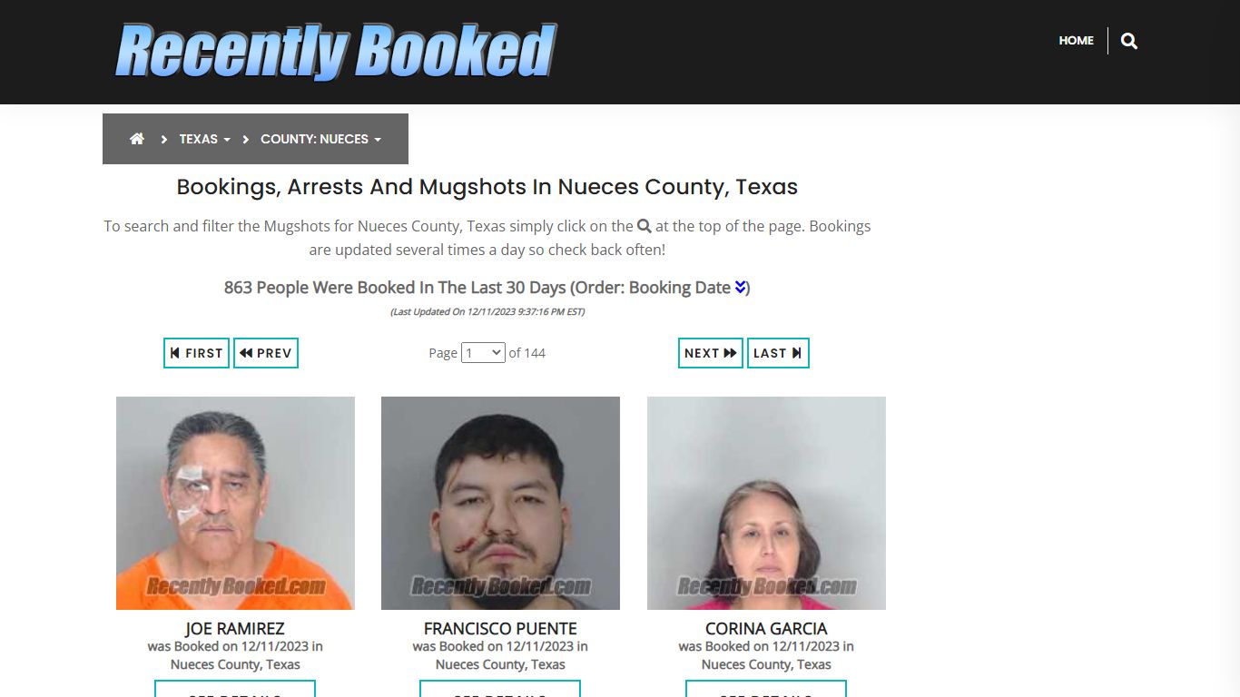 Recent bookings, Arrests, Mugshots in Nueces County, Texas